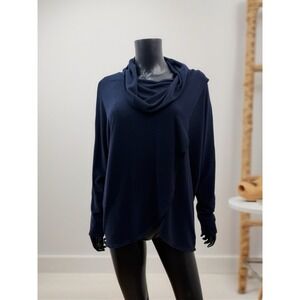 Calvin Klein Performance Navy Asymmetrical Cowl Neck‎ Top Stretch M